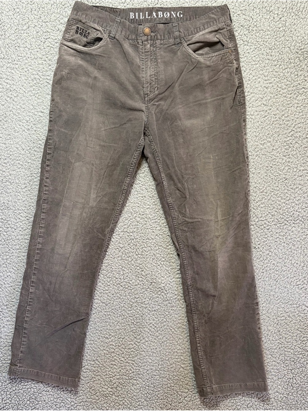 Billabong Amplified Narrow Straight-Leg Corduroy Pants Gray Men’s Size 32X29